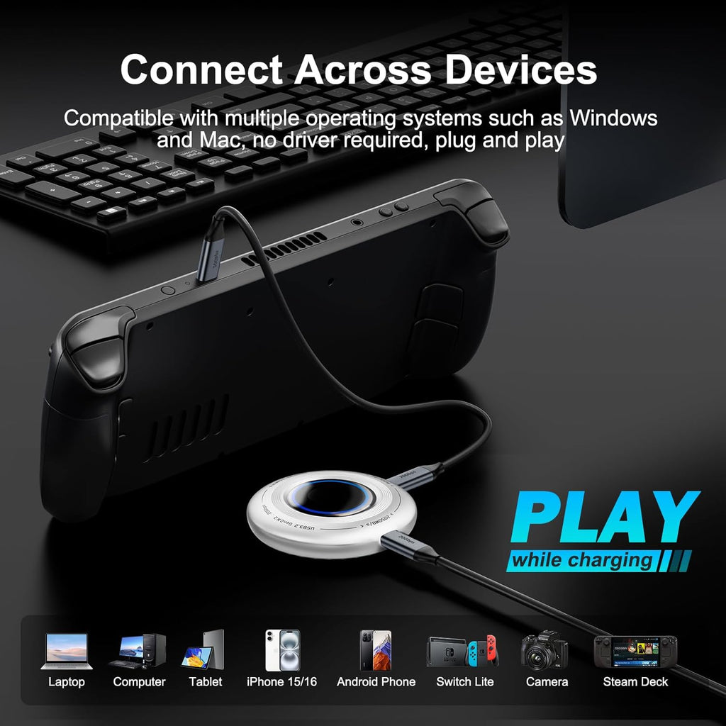 FP108 1TB Magnetic Portable SSD, External Solid State Drives with PD-100W and 2050MB/s USB-C 3.2 Gen 2x2, Play While Charging, Compatible with iPhone 16/15 Pro Max, Android, PC, Mac, Switch Lite