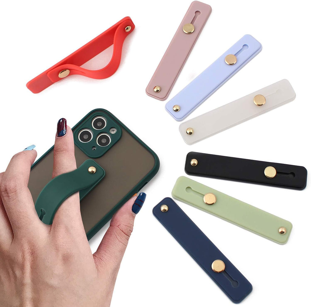 Removable and Reusable Cell Phone Grip Strap, Yetaida Telescopic Finger Kickstand Bracket Universal Silicone Phone Holder Stand and Portable Finger Loop for Most Smartphones Case (Black)