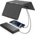 Ecosonique 30W Portable Solar Charger Foldable Solar Panels with USB C USB A ETFE Waterproof for Camping Backpacking Compatible with Cell Phone, iPhone, iPad, Samsung Galaxy, LG, Power Banks