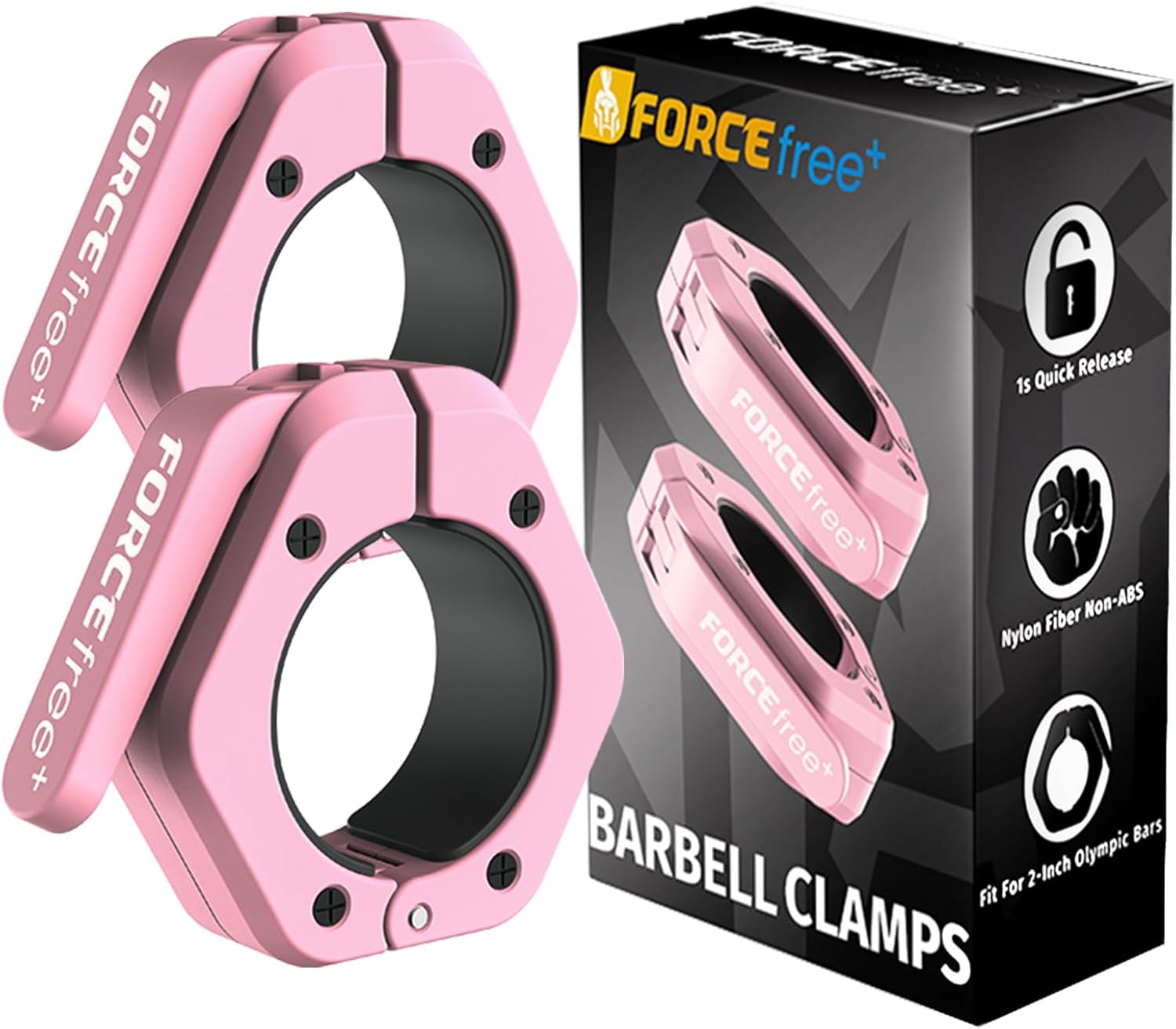 Barbell Clips (Pair), Barbell Clamps, Quick Release Olympic Barbell Clamps with Anti Slip TPR Grip, Barbell Collars for Secure Weightlifting & Powerlifting