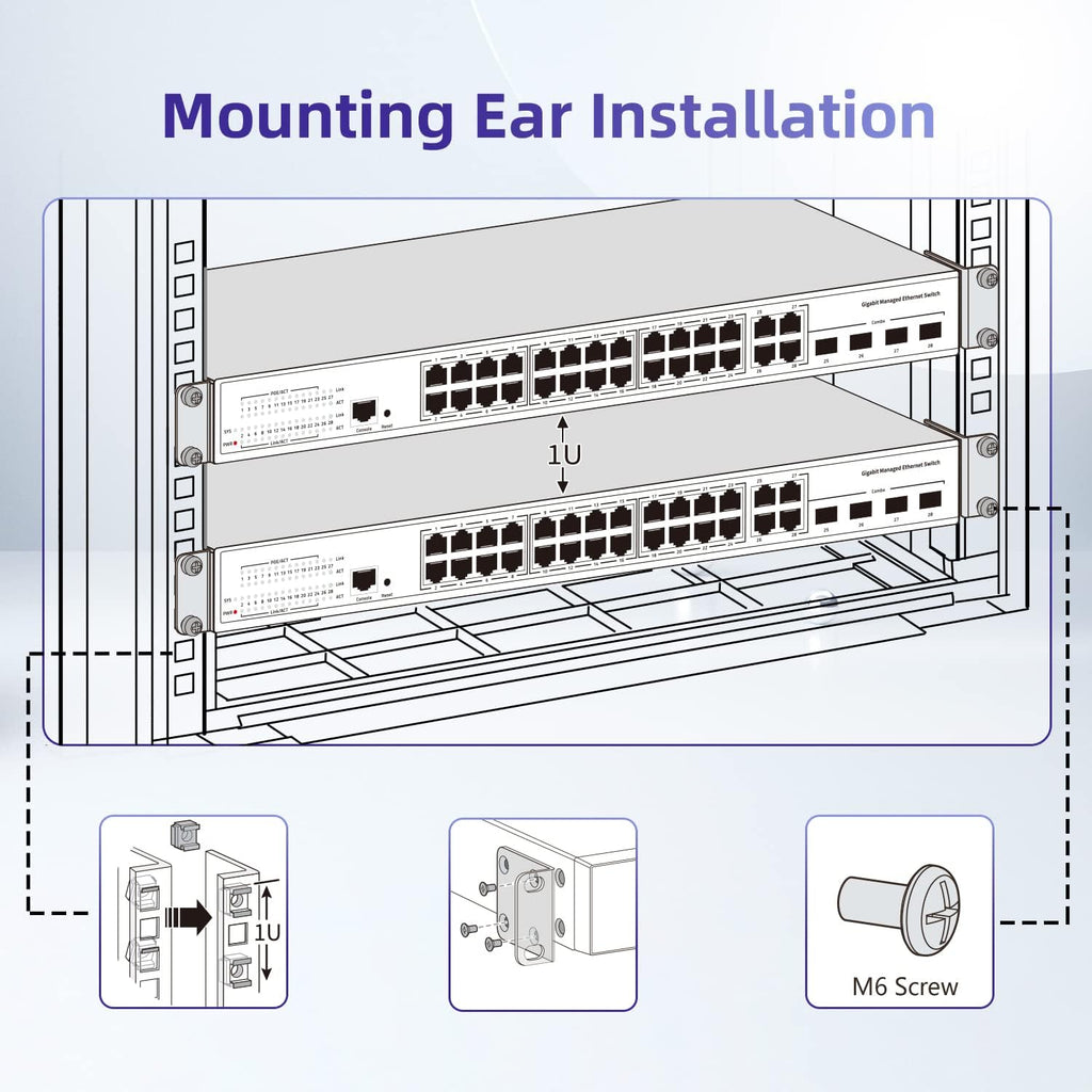 19" Rack Mount Kit for Cisco Switches 2960-X/2960-XR Series and 3650/3850 Series Universal Rack Ears