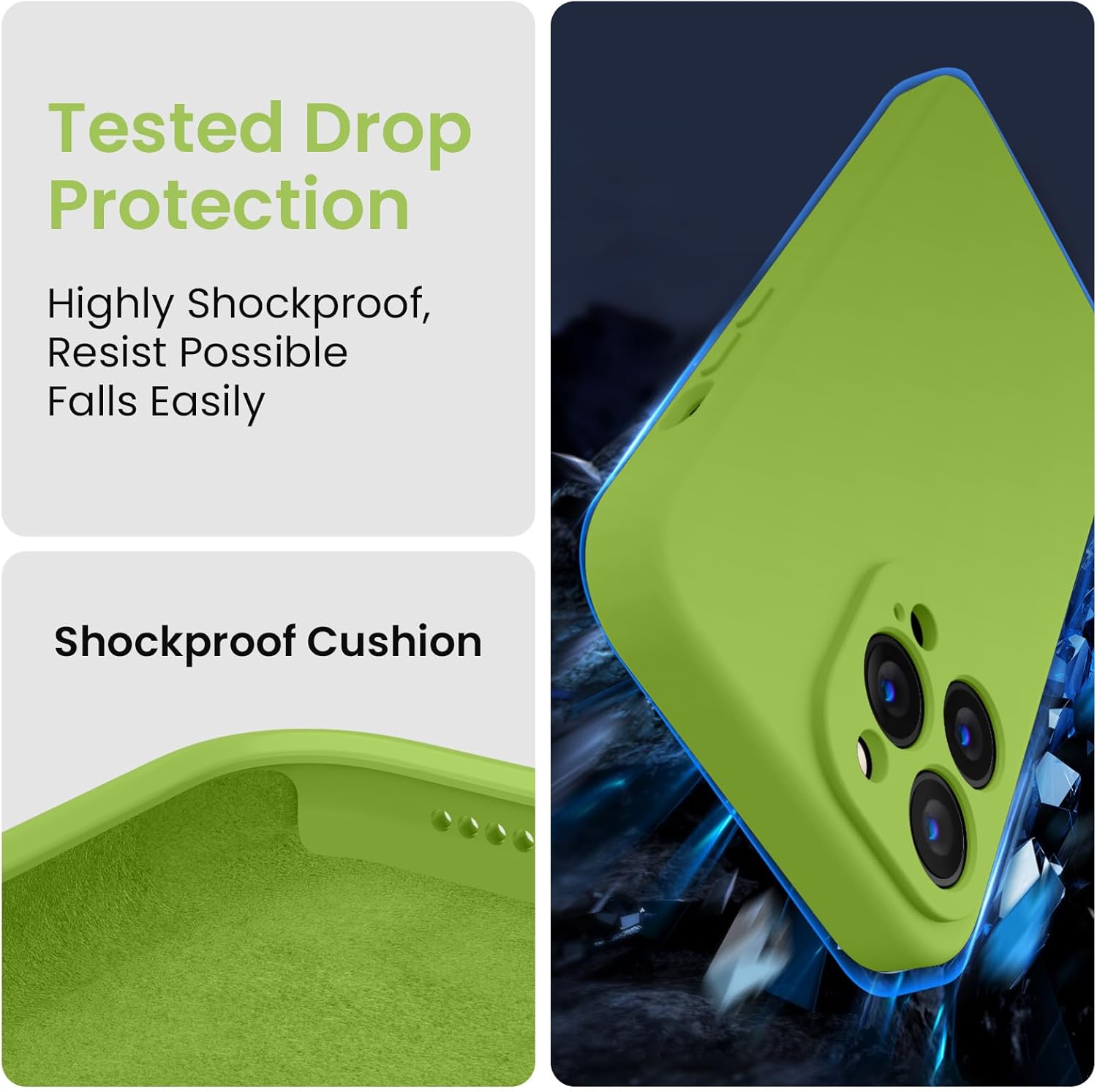 FireNova Designed for iPhone 13 Pro Max Case, Silicone [Camera Protection] Phone Case with [2 Screen Protectors], Soft Anti-Scratch Microfiber Lining Inside, 6.7 inch, Sprout Green