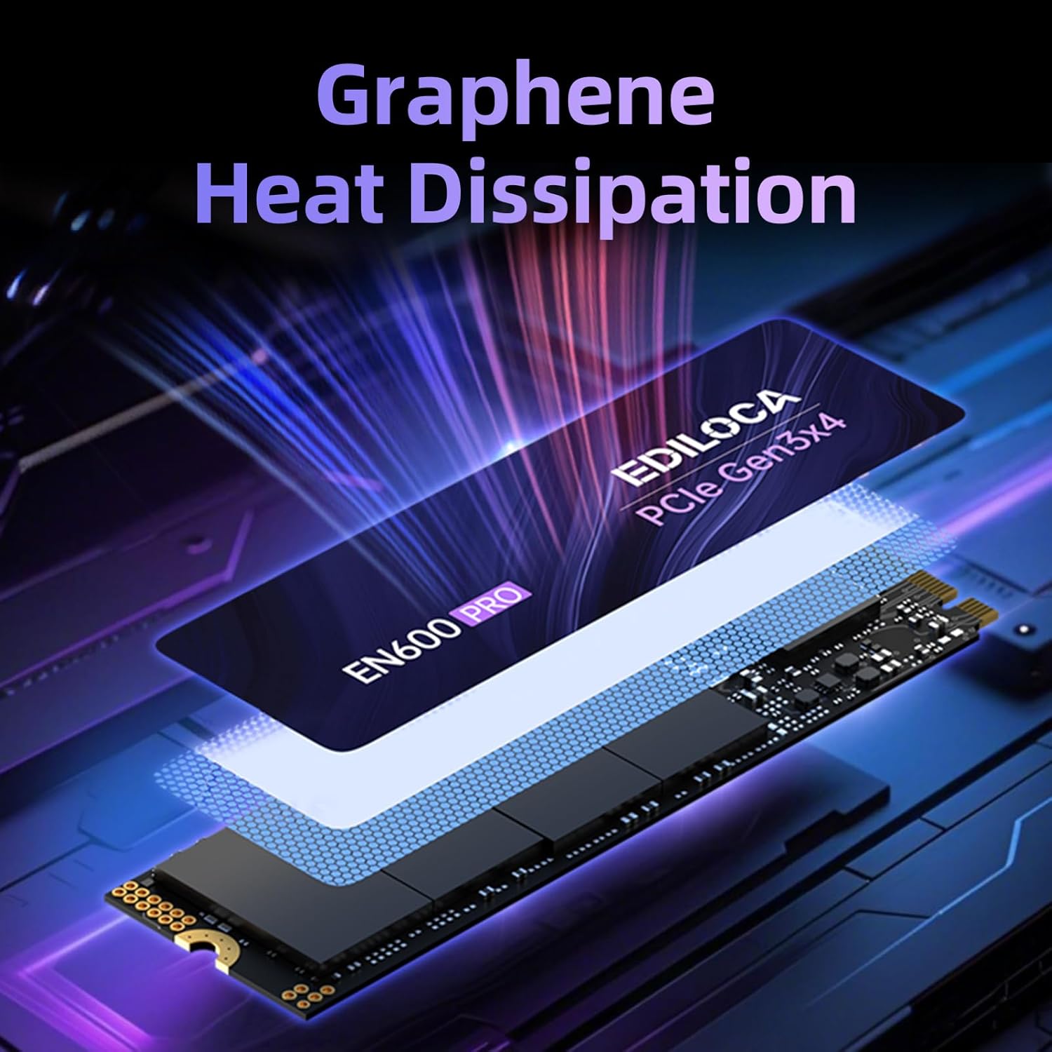 EN600 PRO SSD 256GB PCIe 3.0 Gen 3x4, NVMe M.2 2280, Up to 3200MB/s, Internal Solid State Drive, SLC Cache 3D NAND TLC, Graphene Cooling Sticker, Storage for PC, Desktop and Laptops
