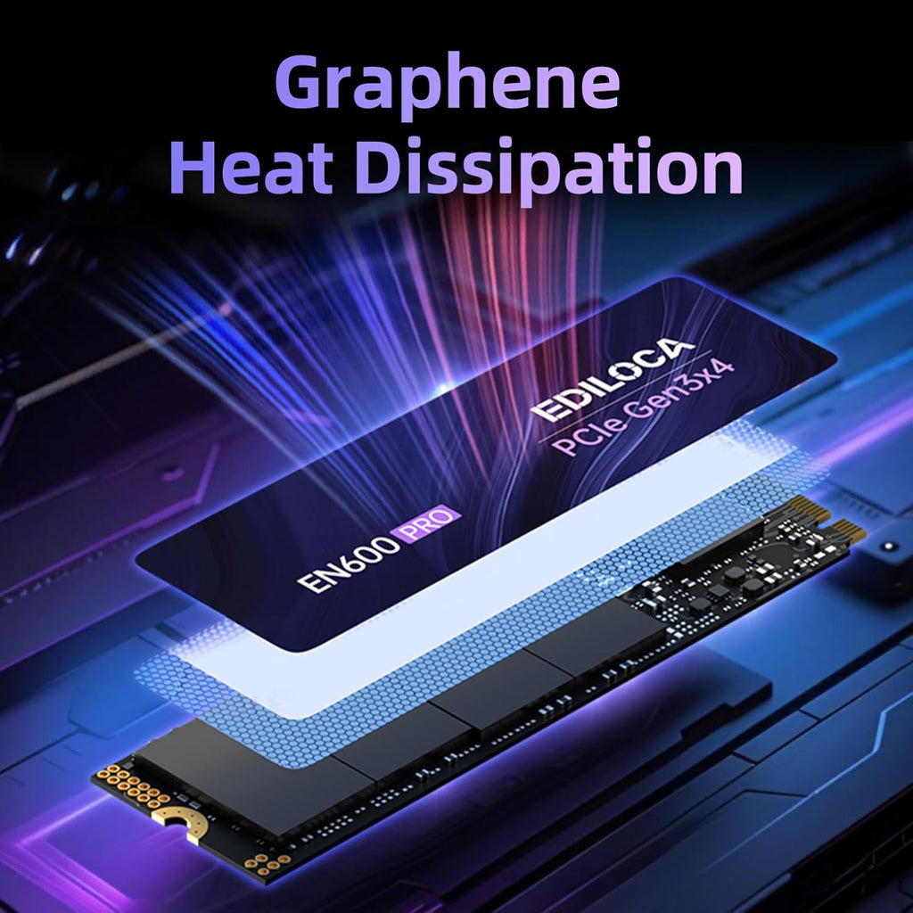 EN600 PRO SSD 512GB PCIe 3.0 Gen 3x4, NVMe M.2 2280, Up to 3200MB/s, Internal Solid State Drive, SLC Cache 3D NAND TLC, Graphene Cooling Sticker, Storage for PC, Desktop and Laptops