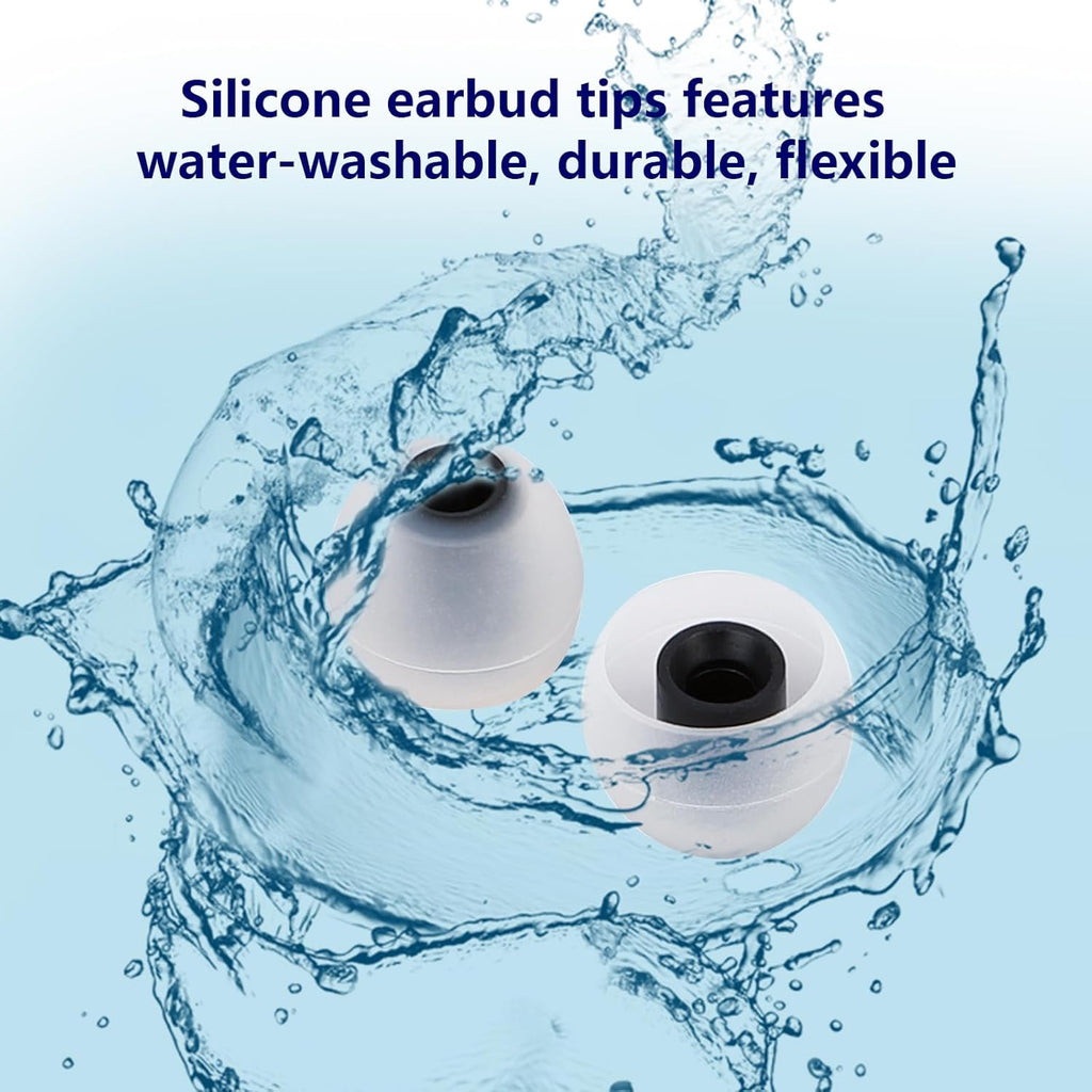 Silicone Replacement Earbud Tips Earbud Covers Fit for in-Ear Headphones (Inner Hole 3.8mm -5.1mm) Earbud Replacement Tips Earbud Rubber Tips 9 Pairs S/M/L, transparent/Black