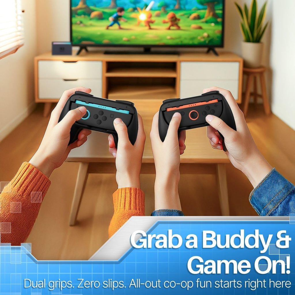 TNP JoyCon 2 Grips for Nintendo Switch 2 2025 - Ergonomic Joy Con Grip Handle Kit - Comfortable Anti-Slip Controller Kit Accessory for Nintendo Switch 2 New Gen Joy-Con Controller, 2 Pack, Black