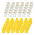 MECCANIXITY 60pcs Cat6 RJ45 Pass Through Connectors, RJ45 Connector 8P8C Gold Plated Plugs with 60pcs Yellow Strain Relief Boots for Solid or Stranded UTP Ethernet Cable, 1.1mm
