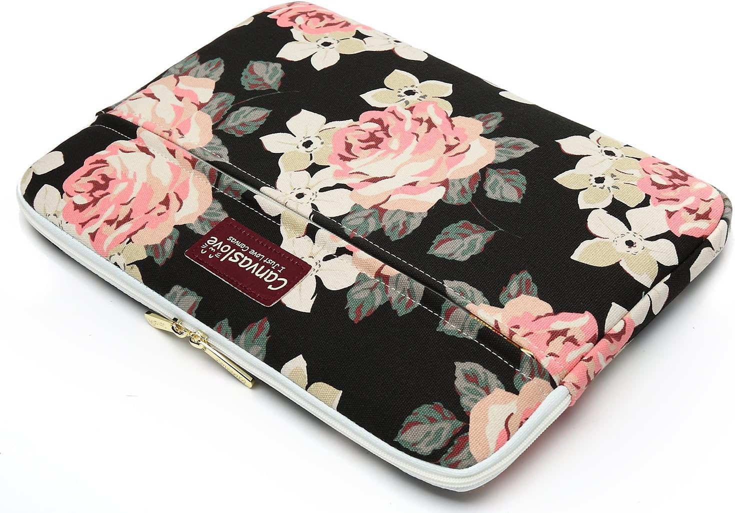 Canvaslove Laptop Sleeve Case Bag Cover with Pocket for MacBook Pro 16 and 16 inch HP Lenovo Dell ASUS Acer Notebook Computer (Pink Rose)