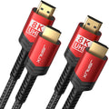 JSAUX 8K HDMI Cable 2.1 2 Pack 6ft, 48Gbps Ultra High Speed HDMI Cable Braided Cord (4K@144Hz, 4K@120Hz, 8K@60Hz) HDCP 2.2&2.3 HDR 10 eARC ARC, Compatible with Switch 2/PS5/Laptop/Monitor/HDTV/-Red