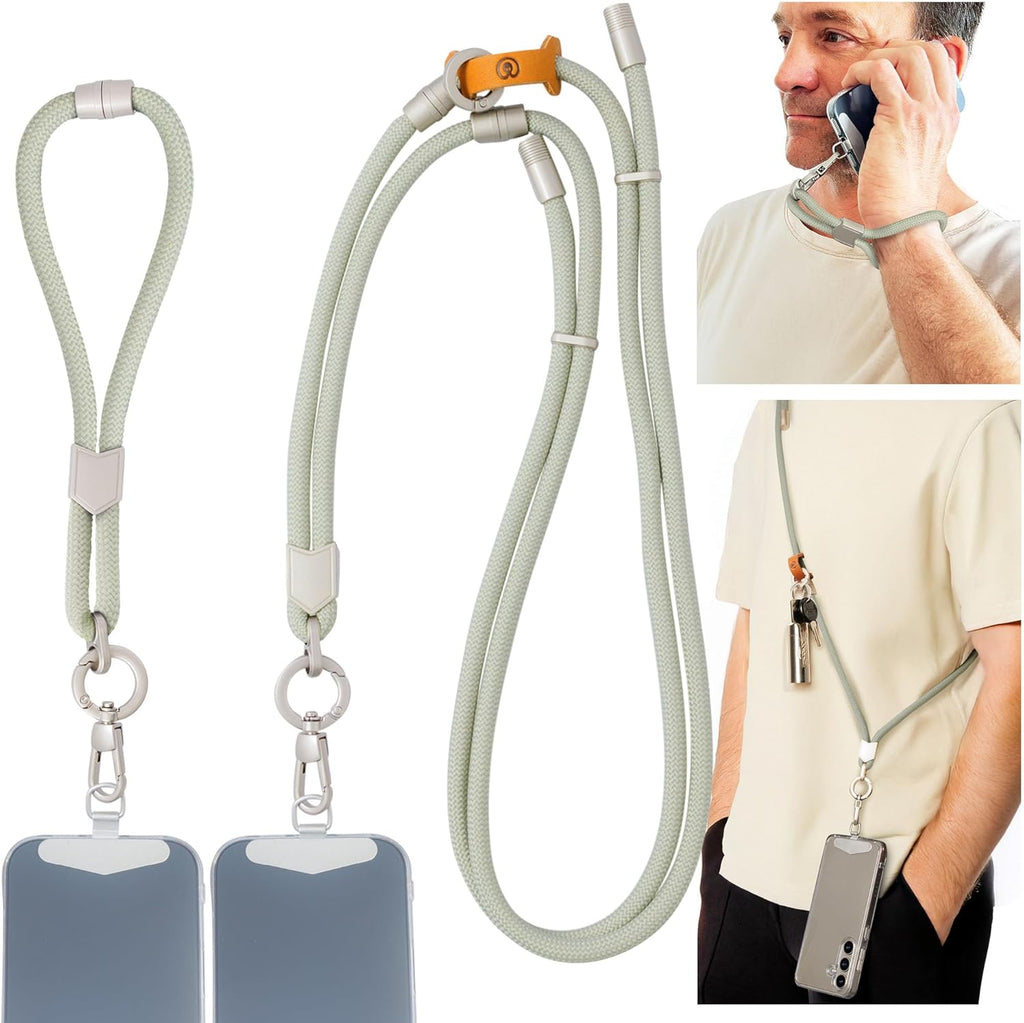 Pulpo 2-in-1 Cell Phone Wrist Strap and Lanyard Sage - Anti Theft Phone Lanyard for Men & Women, Wrist Straps for Phones, Lanyards for Smartphones, Adjustable Cellphone Leash & Safety Strap Tether
