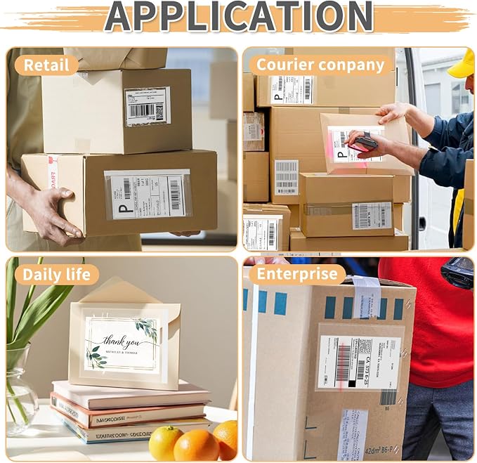 4.5" x 5.5" Shipping Label Sleeves Plastic Envelopess Self-Adhesive Top Loading - Image 7
