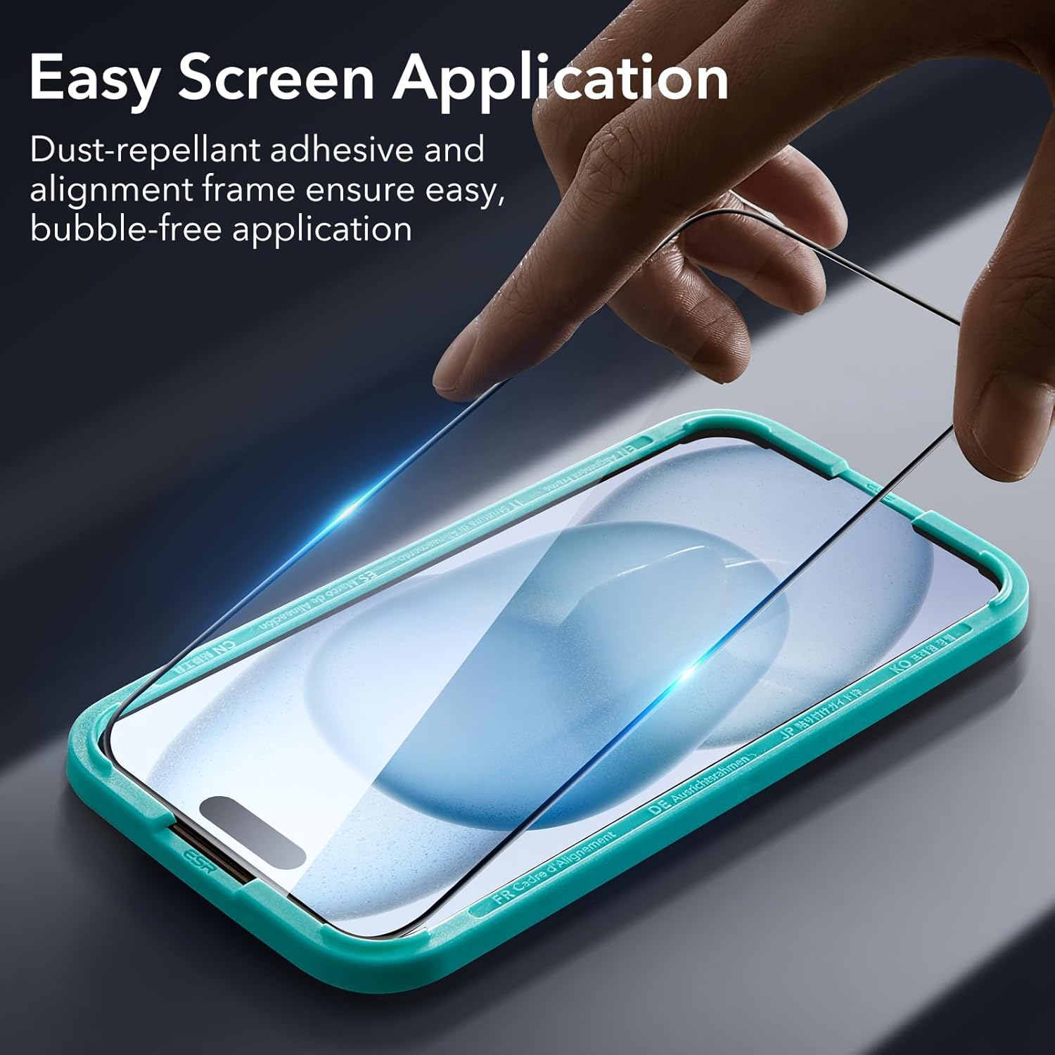 ESR 3+1 Pack for iPhone 15 Plus Screen Protector, 3 Black Edge Tempered-Glass Film and 1 Set Camera Lens Protector, 2.5D Curved Edges, Full-Coverage Military-Grade Protection, Scratch Resistant