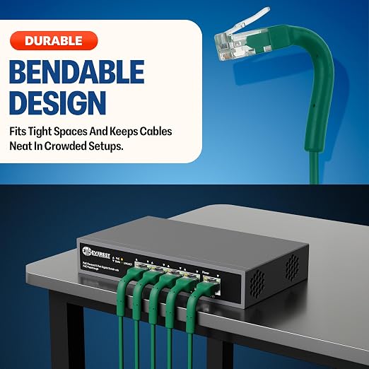 Everest Ultra Slim Cat6a Ethernet Patch Cables 3ft Green - Image 2