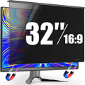Magnetic 32 Inch Privacy Screen for Frameless Computer Monitor 16:9 Aspect Ratio,Hanging Blue Light Screen Protector Eye Protection Anti-Spy Shield, 32in Removable Privacy Filter