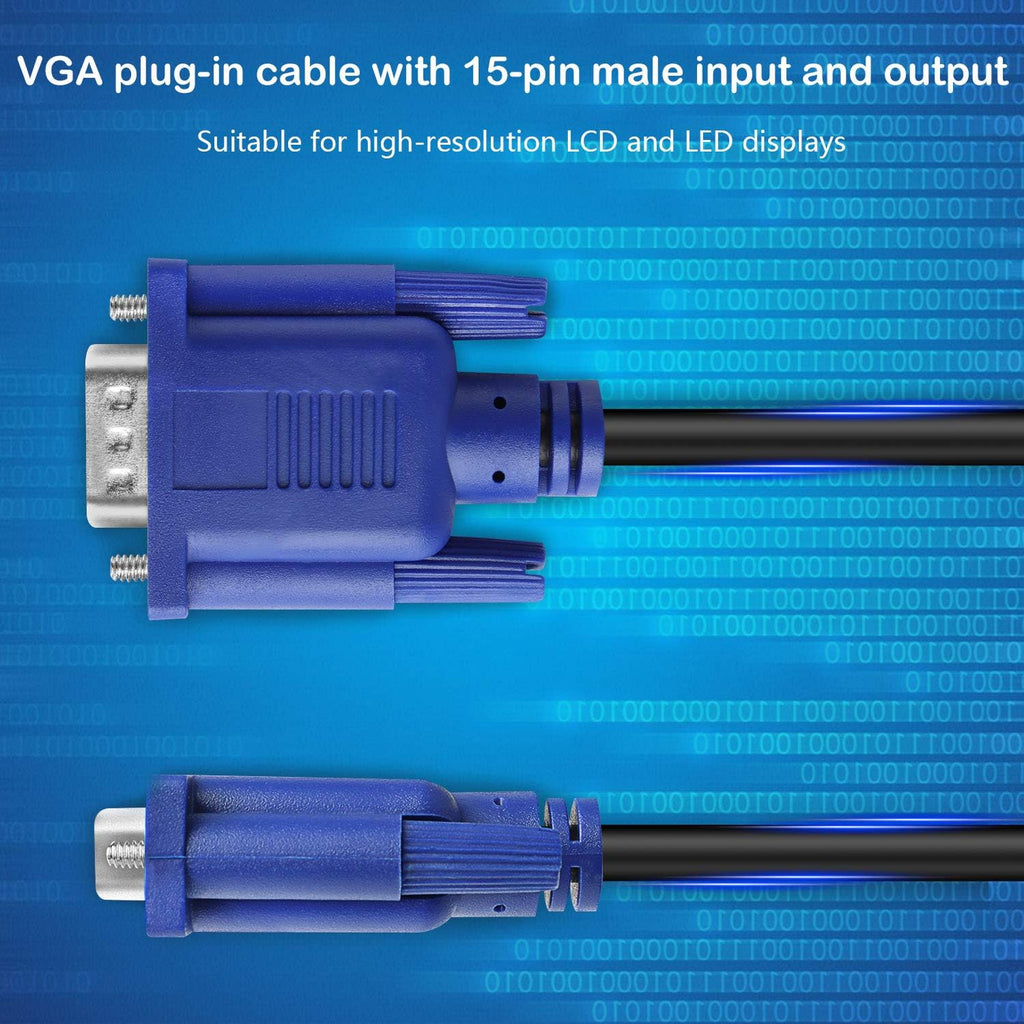 PASOW VGA to VGA Monitor Cable HD15 Male to Male for TV Computer Projector (1.5 Feet)