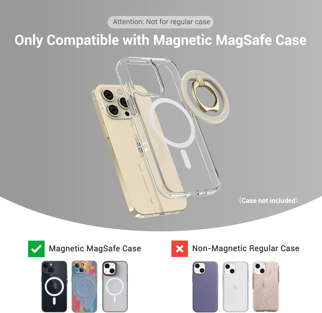 PROfezzion Thin Metal Ring Holder for MagSafe, Removable Strongest Magnetic Phone Grip for iPhone 16 15 14 13 12 Pro Max Plus with Mag-Safe Case [Not for Regular Case] [MagSafe Car Mount Compatible]