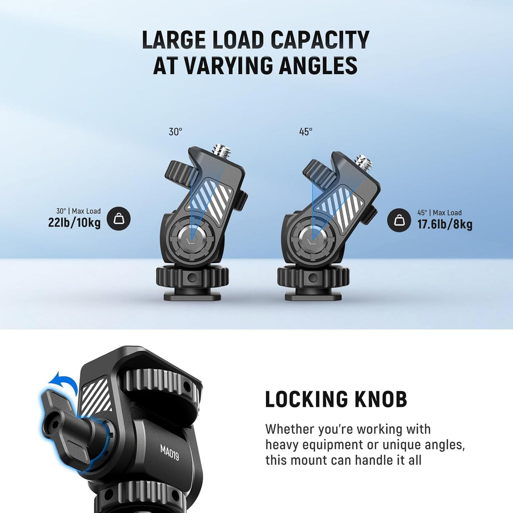 NEEWER Field Monitor Mount Holder with Cold Shoe 360 Swivel 180 Tilt Anti Twist Screw Compatible with Atomos Ninja 5" & 7" Camera Monitor, SmallRig Camera Cage, MA019