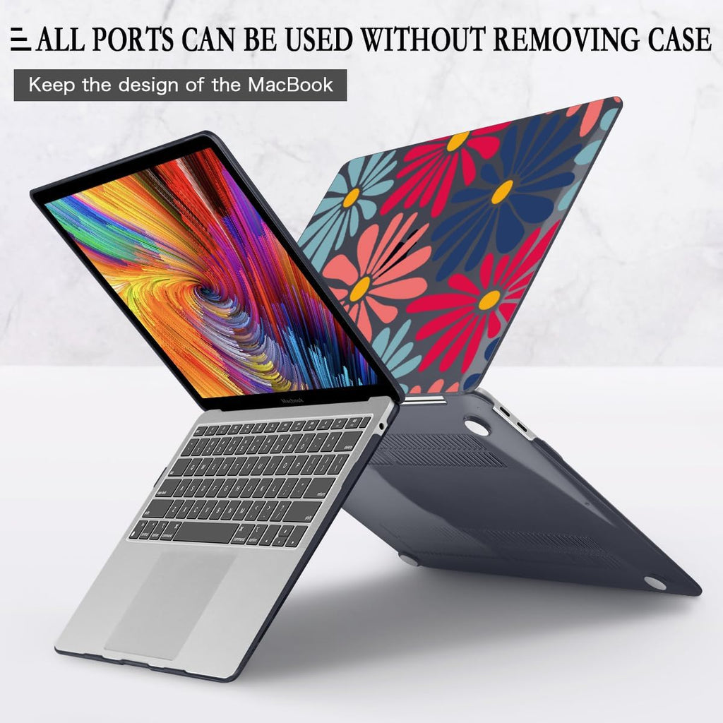 CISSOOK Compatible with MacBook Air 13 inch Case 2021 2020 2019 2018 Release A2337 M1 A2179 A1932, Plastic Hard Shell Case Keyboard Cover Screen Film for MacBook Air 13.3 inch, Daisy Flowers
