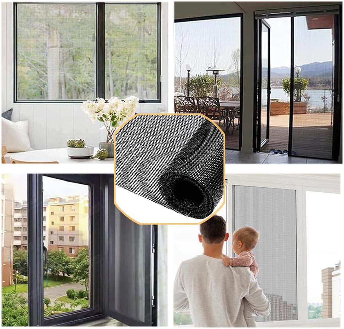 36inch*100ft Window Screens Roll, Replacement Repair Screens Mesh, Cuttable Fiberglass Screens Door Netting, DIY Screening Mesh Netting for Windows, Door, Pool, Porch,Patio -Black