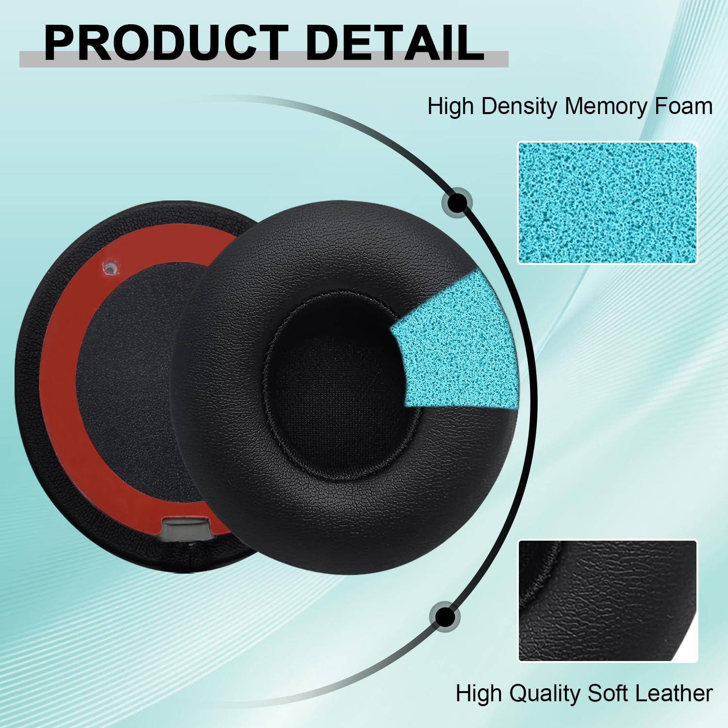 Replacement Ear Pads for Beats Solo 2 & Solo 3 Wireless On-Ear Headphones, Ear Cushions, Headset Earpads, Ear Cups Cover with Soft Protein Leather (Black)