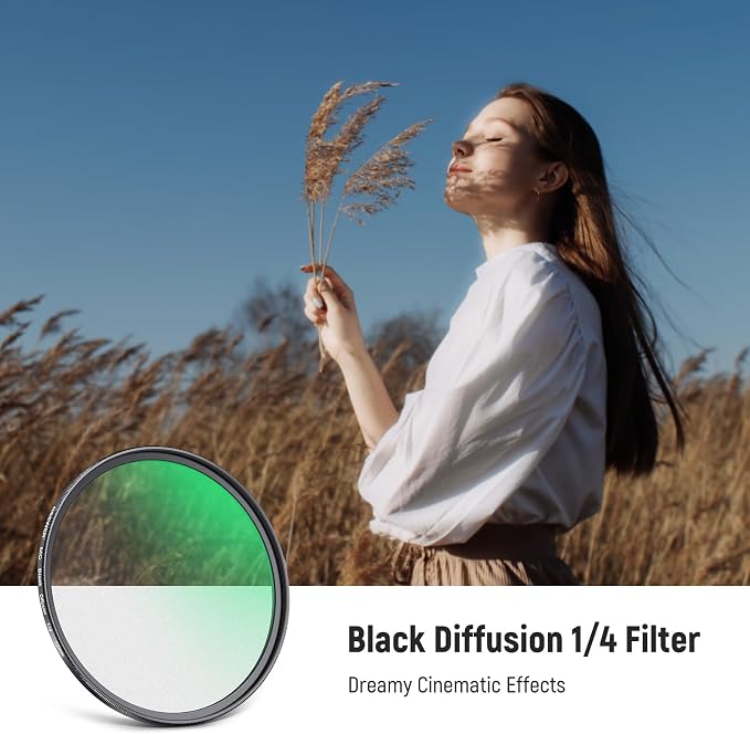 NEEWER 72mm Black Diffusion 1/4 Filter Dreamy Soft Cinematic Effect Filter - Image 2