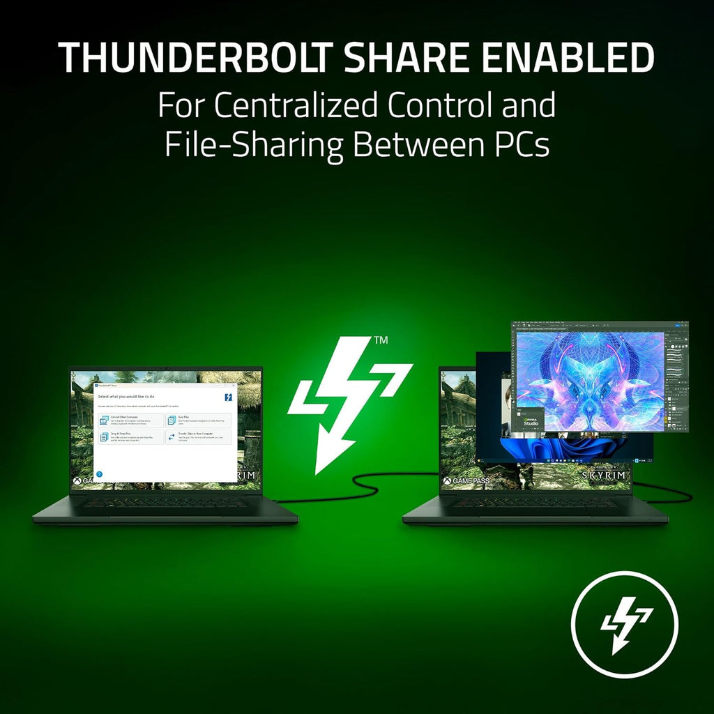 Razer Thunderbolt 5 Dock Chroma: 10 Ports w/M.2 Storage Slot - Triple 4K Displays at 144 Hz or Single 8K at 60 Hz - Thunderbolt Share Enabled - 140W Power Delivery - Connect 3 TB5 Devices - Black