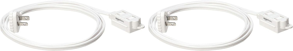 Amazon Basics 6 foot 2-Prong Indoor Rectangle Extension Cord Power Strip - Flat Plug - 13 Amps, 1625 Watts, 125 VAC - 2-Pack, White