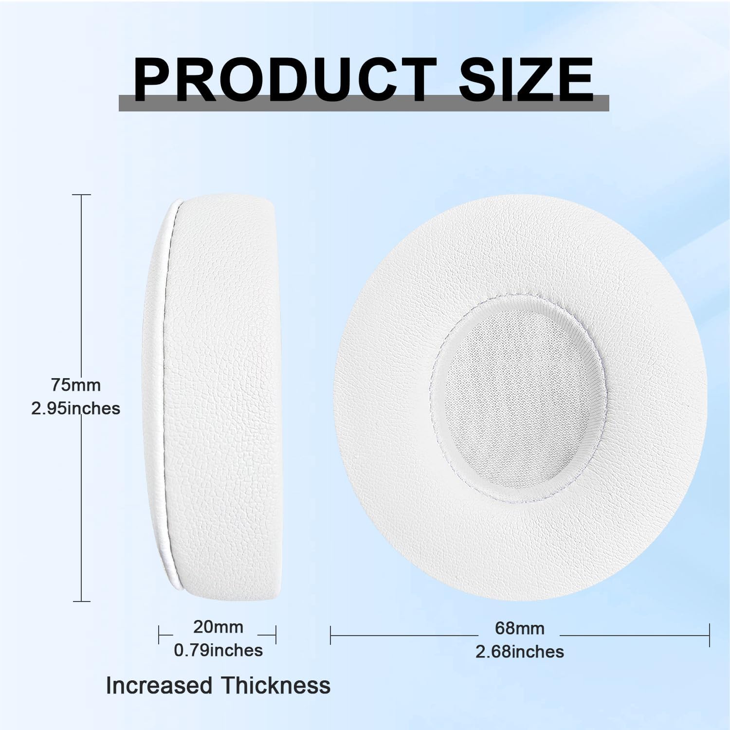 Replacement Ear Pads for Beats Solo 2 & Solo 3 Wireless On-Ear Headphones, Ear Cushions, Headset Earpads, Ear Cups Cover with Soft Protein Leather (White)