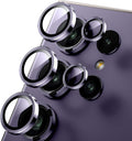 WSKEN for Samsung Galaxy S24 Ultra Camera Lens Protector, Ultra Thin Scratch Resistant 9H Tempered Glass with Aluminum Metal Circle Camera Screen Protector Cover Accessories, Violet