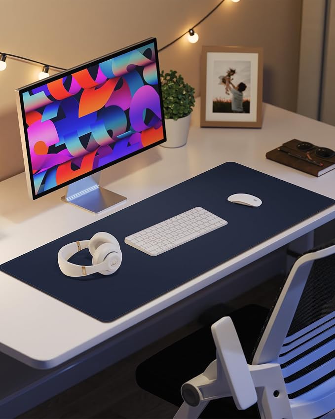Leather Desk Pad Protector, Mouse Pad, Office Mat, Non-Slip PU Leather Blotter by AFIING