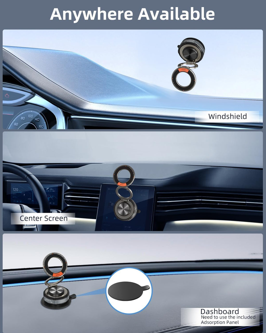 360° Adjustable Vacuum Suction Bracket For MagSafe Car Mount,Zinc Alloy Vacuum Magnetic Phone Holder,Cell Phone Holders For Car/Home/Travel,Suction Car Mount For iPhone 16/15/14/13/12/Android