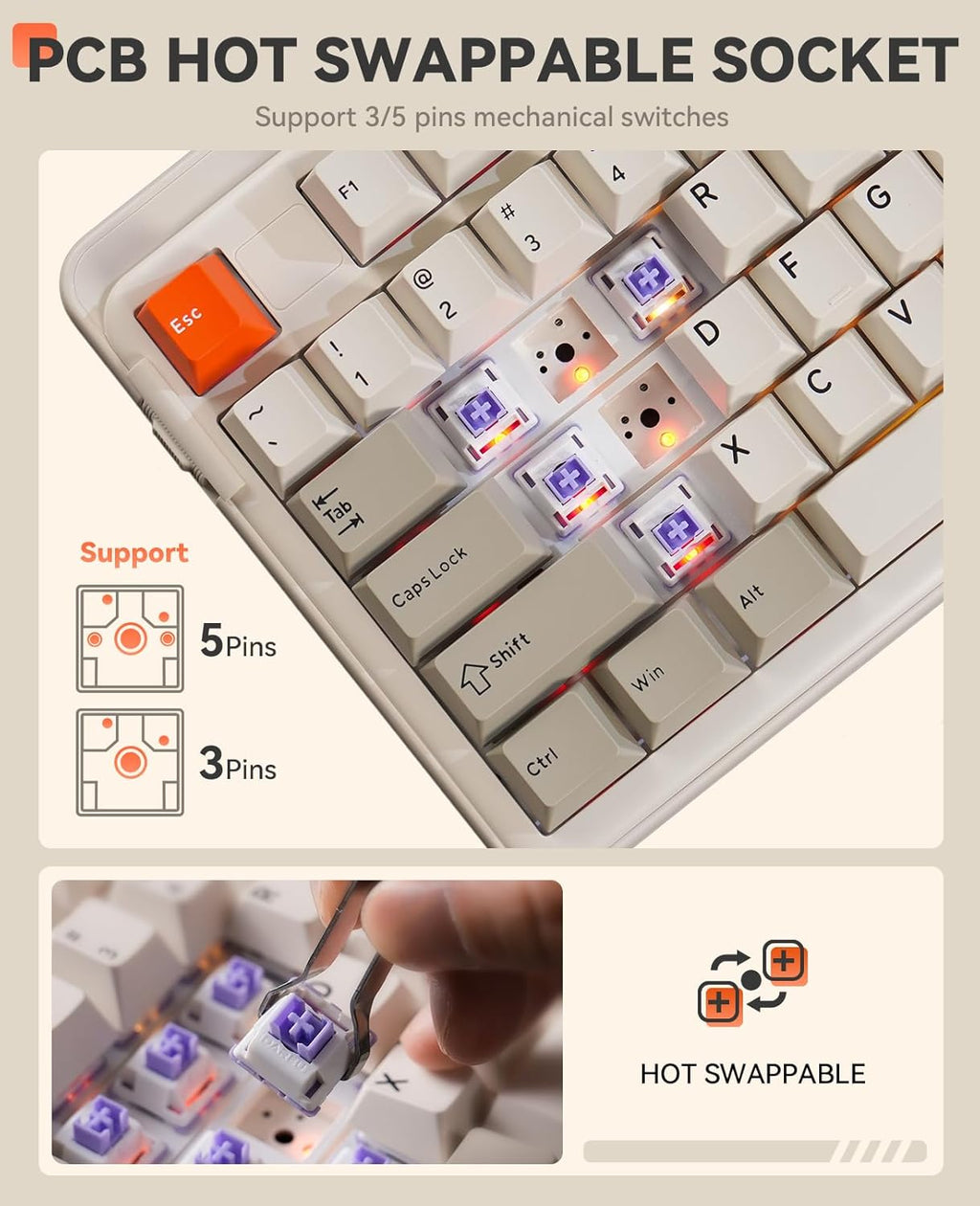 DAREU EK98pro Wireless Mechanical Keyboard,Tri-Mode BT/2.4GHz/USB-C Creamy Gaming Keyboard with Number Pad,Pre-lubed Linear Switches,Gasket Structure,Hot Swappable Custom,RGB Backlit for Win/Mac
