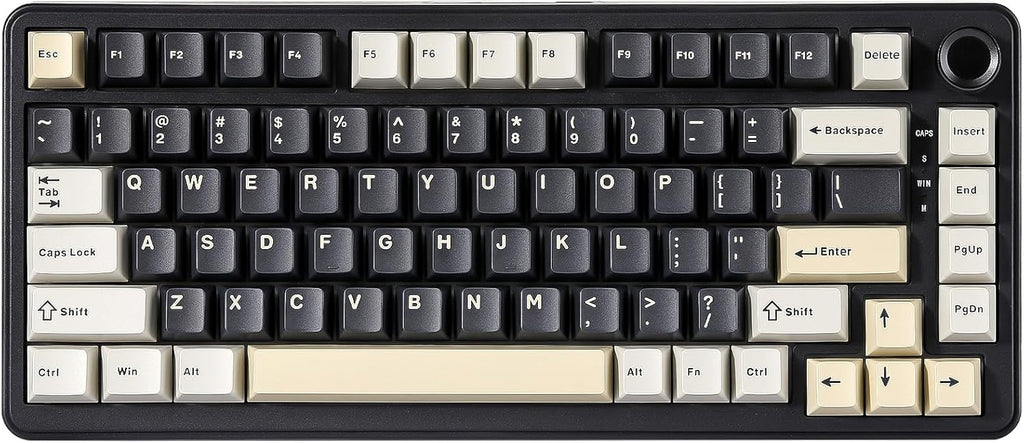 YUNZII B75 Mechanical Keyboard,75% Layout with Knob,Hot Swappable RGB Backlit Gasket Mounted, Creamy Typing, Double-Shot PBT Keycaps,Cherry Profile,for Win/Mac (Black, Blue Grey Tactile Switch)