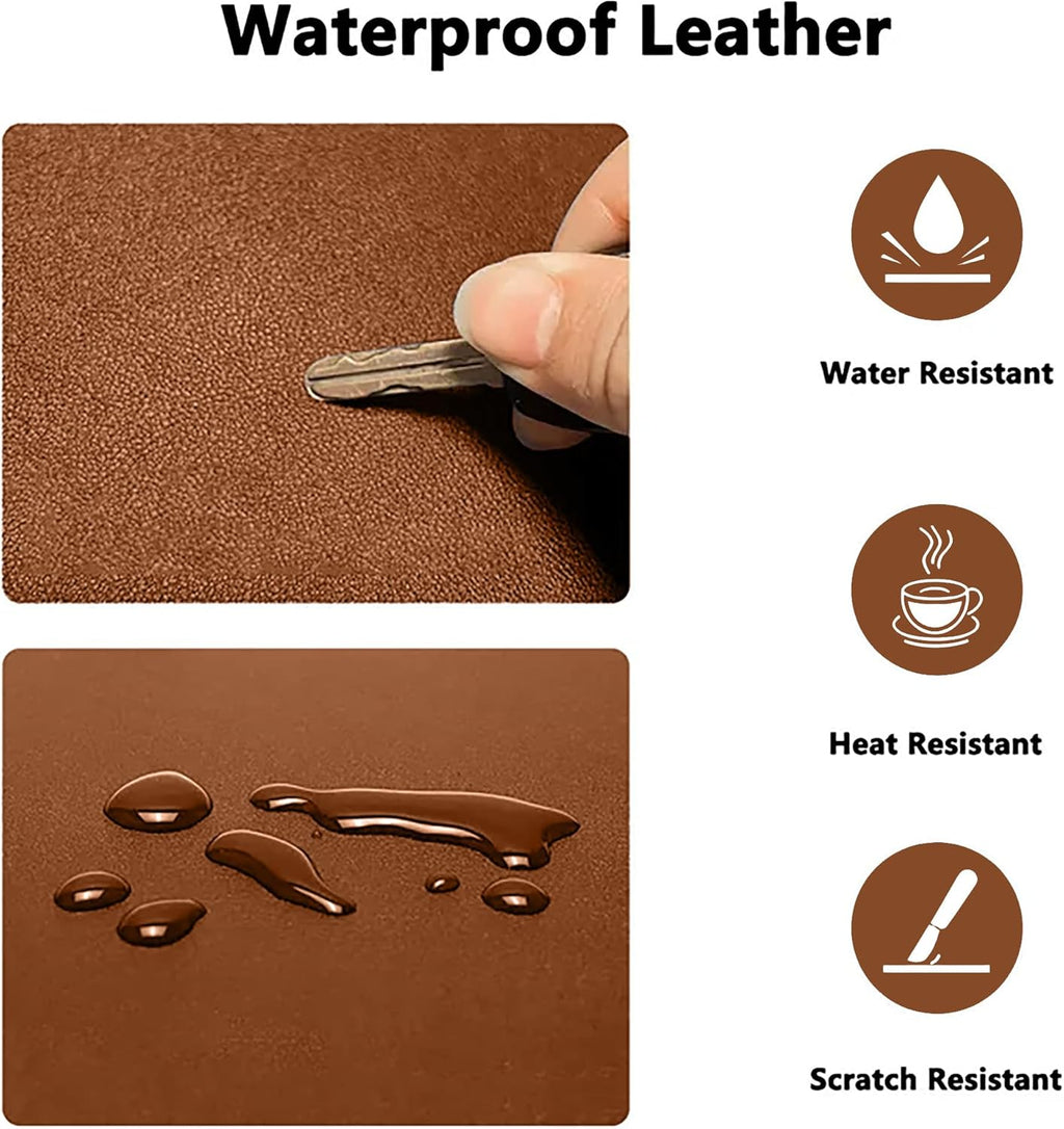 PU Leather Desk Pad Protector Gaming Mouse Pad Non Slip Desk Mat for Keyboard and Mouse Waterproof Desk Writing Pad for Office and Home Desk Accessories(Brown, 31.5 * 15.7)