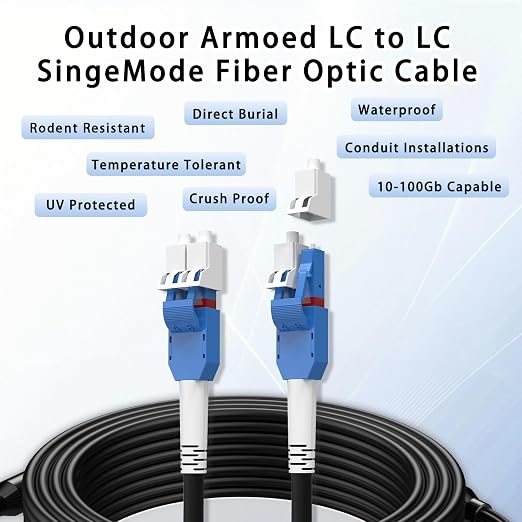 5M/16FT LC to LC Armored Outdoor Fiber Optic Cable, Single Mode Duplex 9/125μm - Image 9