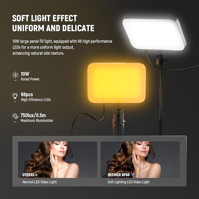 NEEWER BASICS LED Video Panel Light, Bi Color Dimmable Video Conference - Image 3