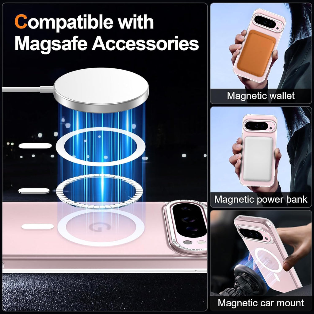 Magnetic for Google Pixel 9 Pro XL Case, [Military Grade Drop Protection] [Compatible with MagSafe] Shockproof Slim Translucent Matte Anti-Slip for Women Girls Men Case, Clear