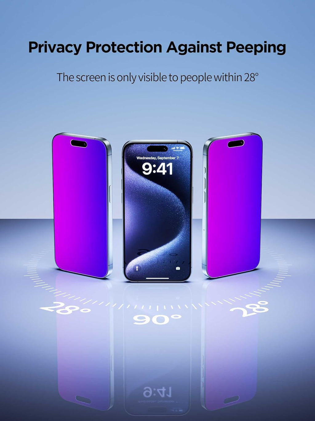 Compatible for iPhone 16 Pro Max Privacy Screen Protector Tempered Glass 6.9 Inch, Purple Gradient Anti Spy Anti Blue Light HD Easy Installation