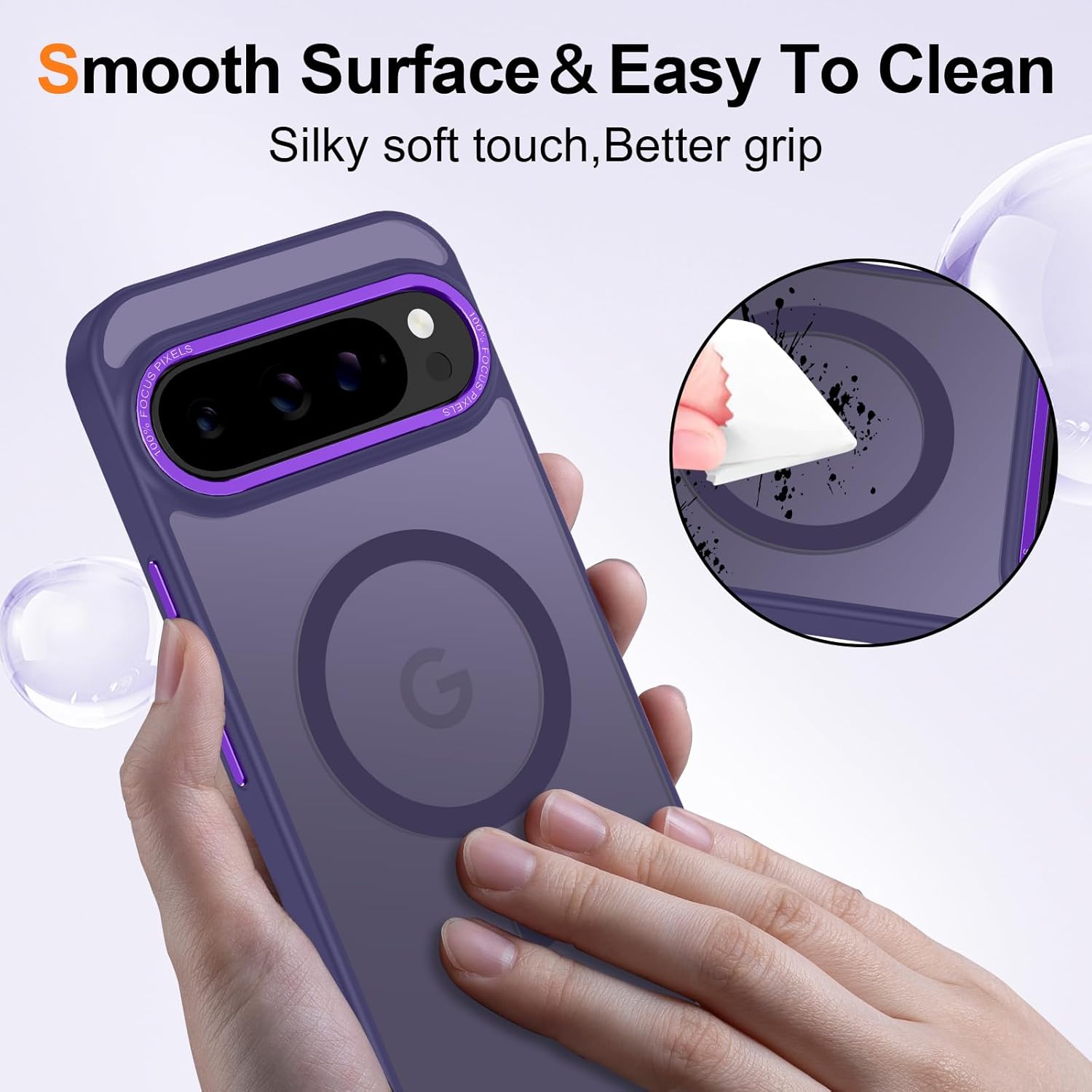 Magnetic for Google Pixel 9 Pro XL Case, [Military Grade Drop Protection] [Compatible with MagSafe] Shockproof Slim Translucent Matte Anti-Slip for Women Girls Men Case, Deep Purple