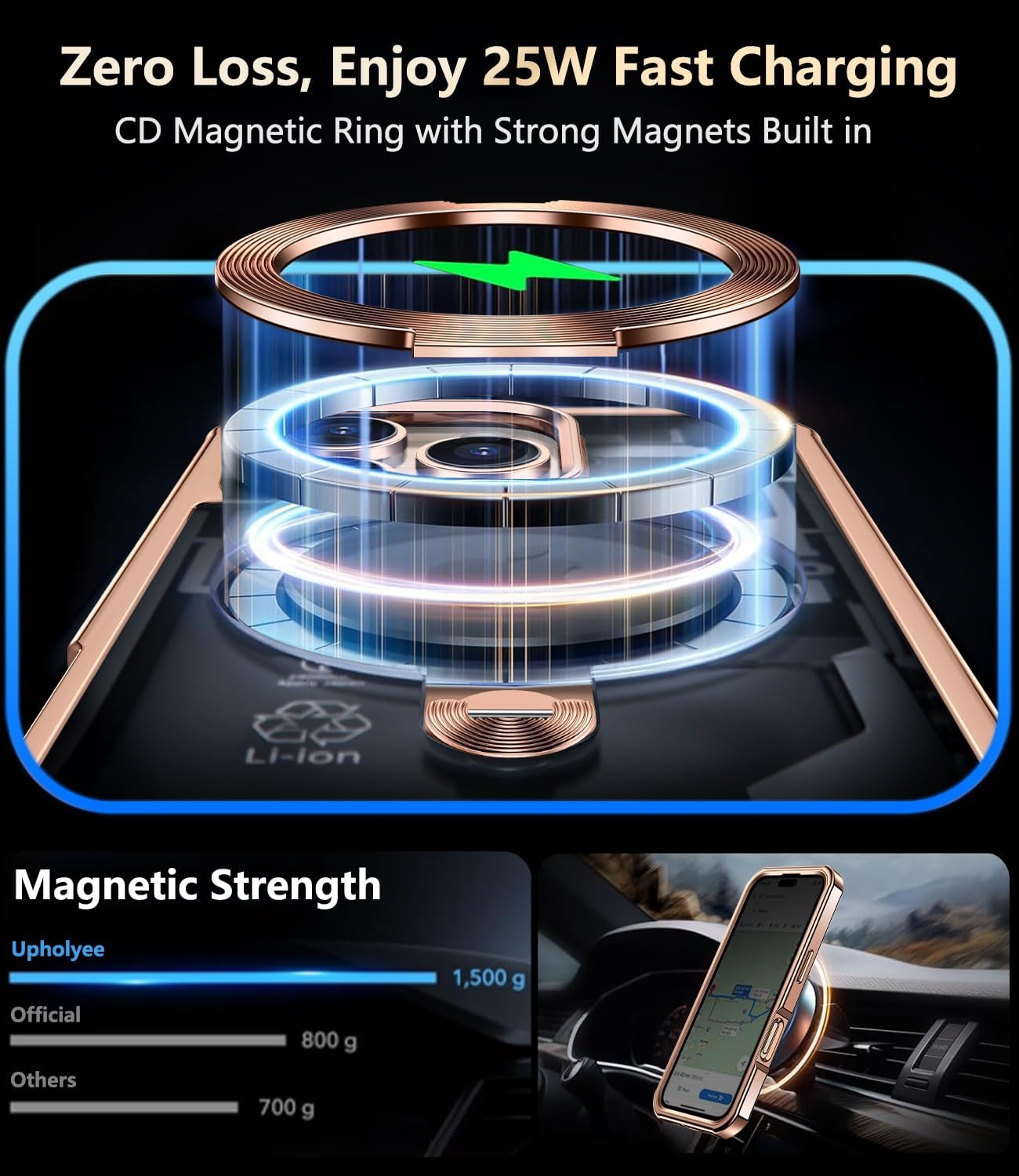[360° Rotatable CD Stand & Built-in Privacy Screen Magnetic Case for iPhone 16 Pro Max [Compatible with MagSafe & Full Signal] Shockproof Full Body Anti-Spy Cover for 16 Pro Max-Desert Gold