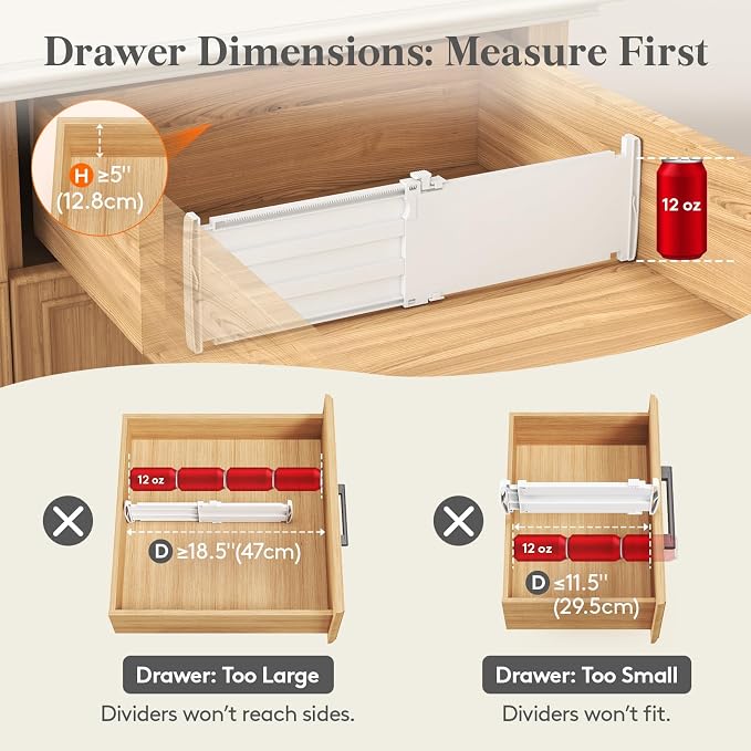 Lifewit 4 Pack 5" High Drawer Dividers - Image 6