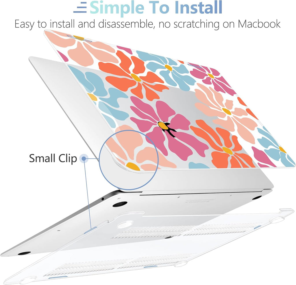 MEEgoodo for MacBook Air 13 inch Case 2021 2020 2019 2018 Released A2337 M1 A2179 A1932 with Touch ID, Plastic Hard Shell & Keyboard Cover Compatible with MacBook Air Case 13.3,Minimalist Style Floral