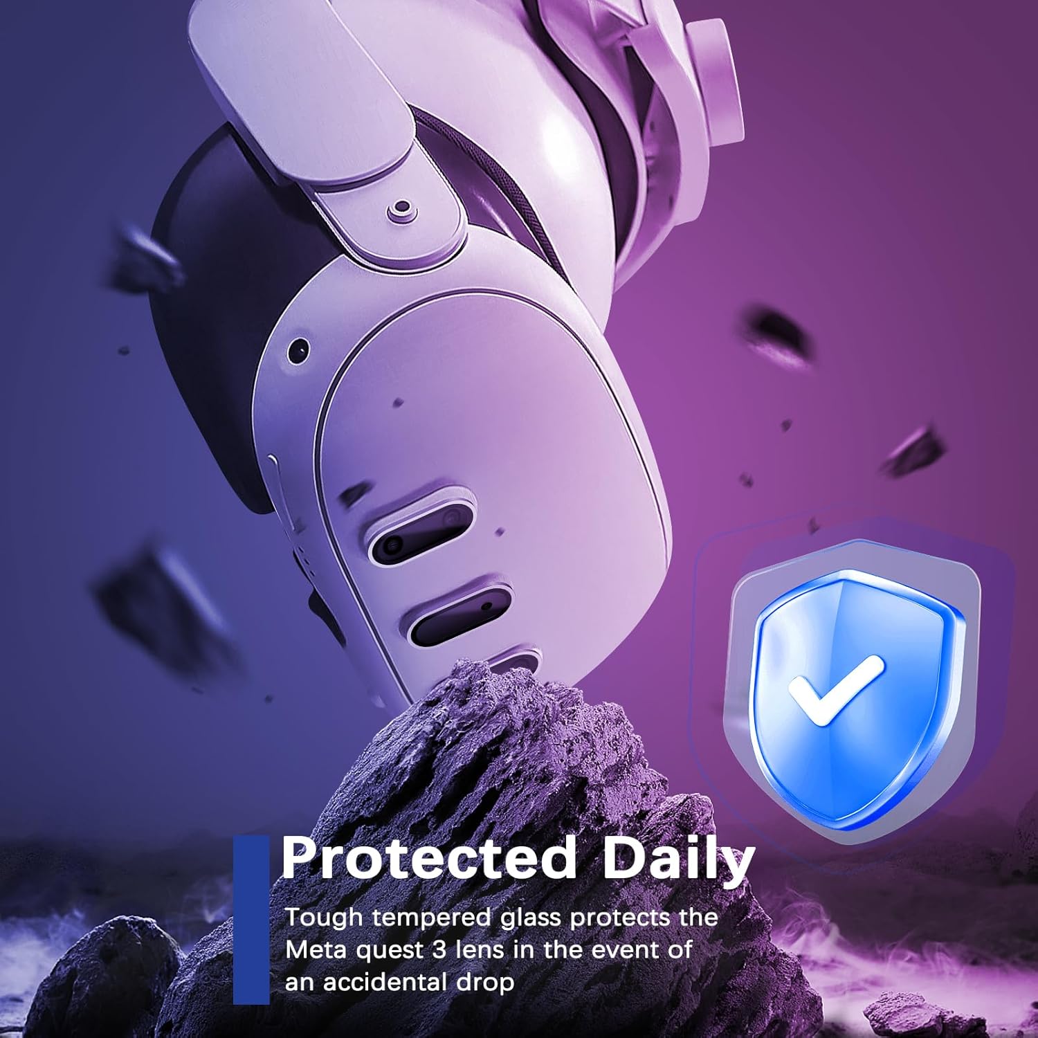 Camera Lens Protector for Oculus Meta Quest 3, Thin 9H Tempered Glass, Alloy Frame, Anti-Scratch, Case Friendly, High Definition, Silver