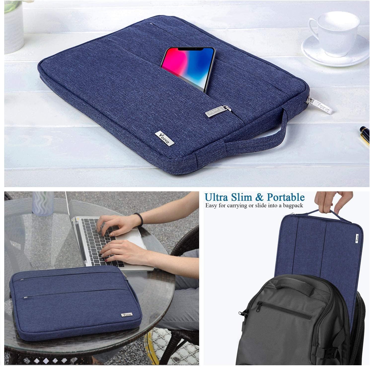 Voova Laptop Sleeve Carrying Case 14 15 Inch Compatible with MacBook Air 15 M2/M3/M4 2022-2025, MacBook Pro 15, Hp Chromebook 14, Waterproof Slim Computer Cover Bag,Blue