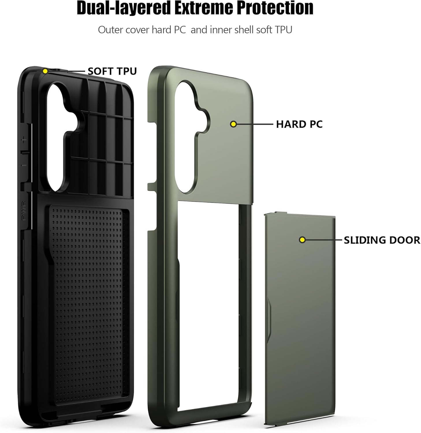 Nvollnoe for Samsung Galaxy S25 Case with Card Holder Dual Layer Heavy Duty Protective Case Hidden Card Slot Slim Wallet Cover for Samsung S25 6.2''(Green)