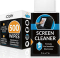iCloth Large Screen Cleaning Wipes for Electronics, Lint-Free and Streak-Free, Fast-Drying, Removes Dust, Fingerprints, and Smudges (500 Wipes)