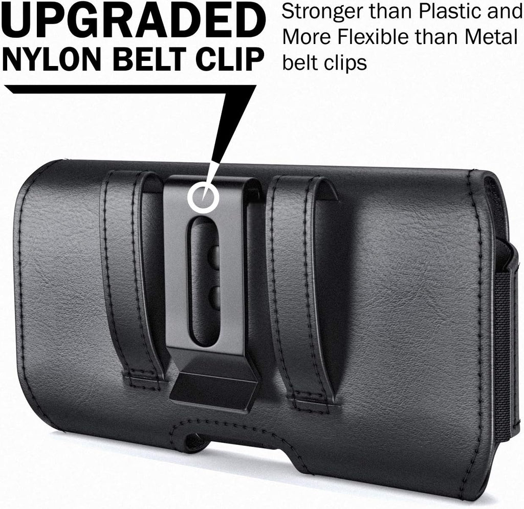 DeBin Holster for iPhone 17 17 Pro 16 16e 16 Pro 15, 15 Pro 14 13 12 11 X Xs 10 XR, Galaxy S25 S24, S23, S22 - Cell Phone Belt Holder Clip Case Pouch Cover (Fits Cellphone with Case on) Black