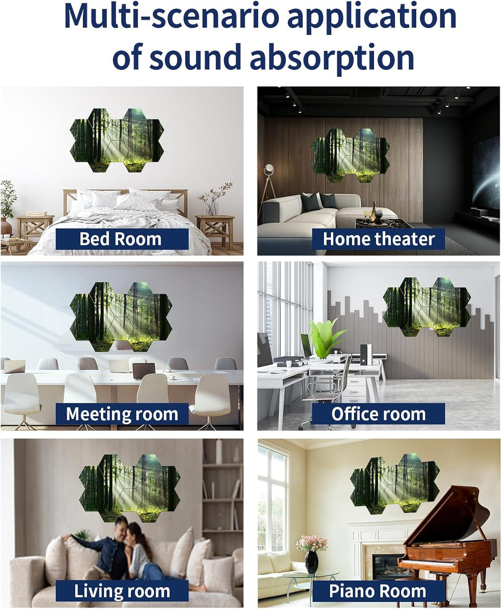 Mollywell Art Acoustic Panels, Soundproofing, Wall Decoration, Suitable for Decorative Soundproof Wall Panels, Room Aesthetics & Echo Reduction (Forest Summer), 12x10x0.4 Inch