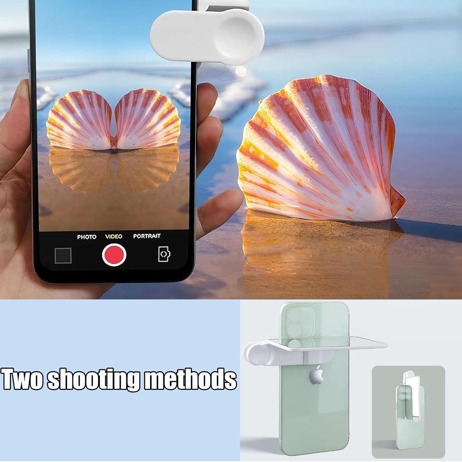 Mirror Effect Lens - Capture Stunning Reflections Instantly, Smartphone Camera Mirror Reflection Clip Kit, Adjustable HD Glass Smartphone Photography Flip Mirror for Creative Photography (Black)