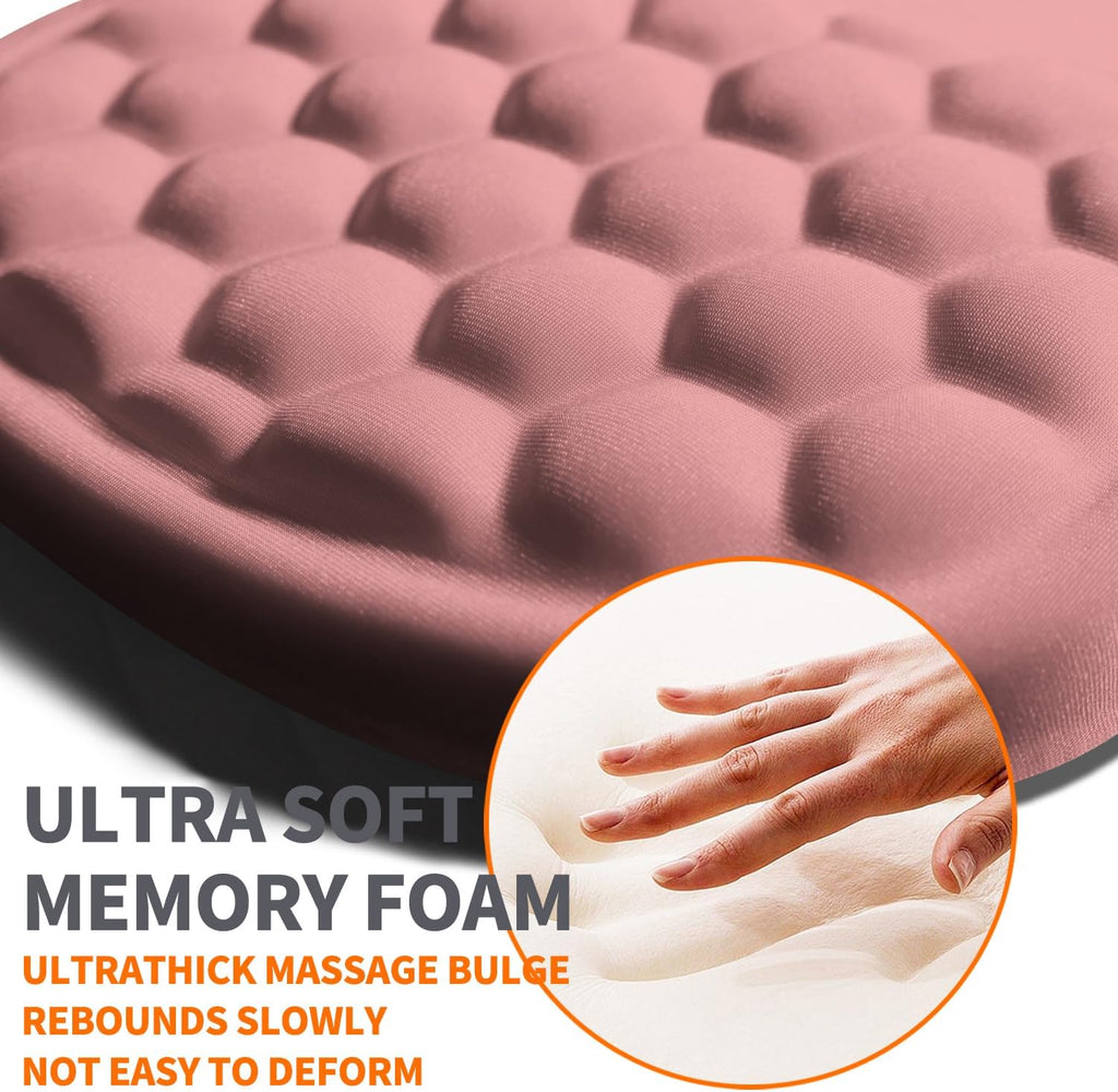 Ergonomic Joint Wrist Support Mouse Pad with Memory Foam Cushion Massage Bump, Carpal Tunnel Pain Relief Mousepad Slope Design for Wrist Rest, 11.8x7.9 in, Pink